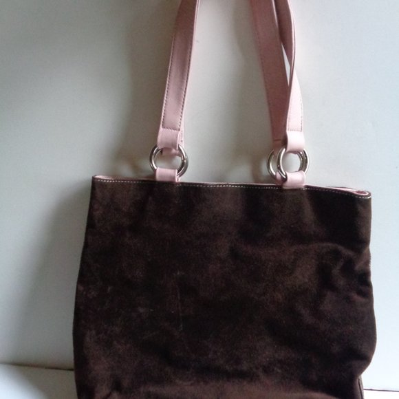 Retro Suede Handbag Tote Letter Initial "S" - Suzy Sandra Samantha Sally - Picture 3 of 6